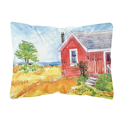 "Caroline's Treasures Old Red Cottage House At The Lake Or Beach Decorative Fabric Pillow, Large, Multicolor"
