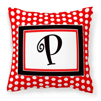 "Caroline's Treasures CJ1012-PPW1414 Letter P Monogram Red Black Polka Dots Pillow, Large, Multicolor"