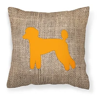 "Caroline's Treasures Poodle Burlap & Orange Canvas Fabric Decorative Pillow, 14"" x 14"", Multicolor"