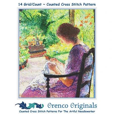 A Woman Embroidering Impressionist Henri Martin Counted Cross Stitch Pattern