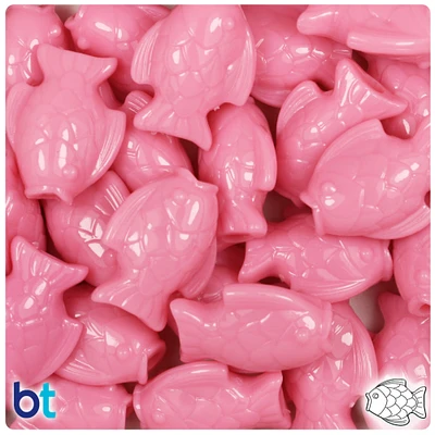 BeadTin Baby Pink Opaque 24mm Fish Plastic Pony Beads (24pcs)