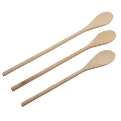 Handy Housewares 3 piece Long Handle Wooden Mixing Spoon Set - 10", 12" and 14" Long