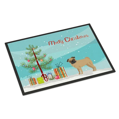 "Caroline's Treasures Pug Christmas Tree Indoor or Outdoor Mat 24x36 doormats, Multicolor"