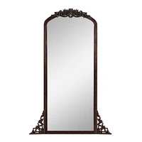 Arched Full Length Mirror Vintage Carved Mirror Solid Wood Frame Wall Mirror for Home Decor Bathroom Entryways