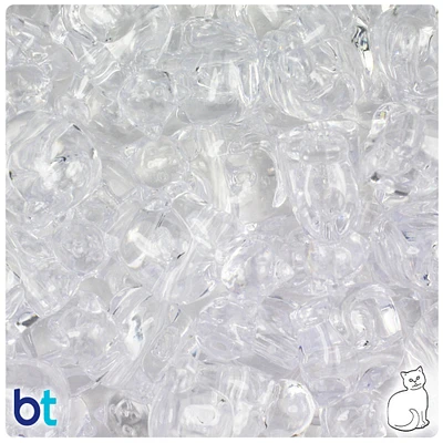BeadTin Crystal Transparent 23mm Cat Plastic Pony Beads (24pcs)