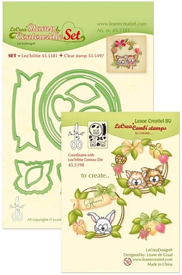 Leane Creatief Leabilitie Die & Stamp Set - Wreath With Pets