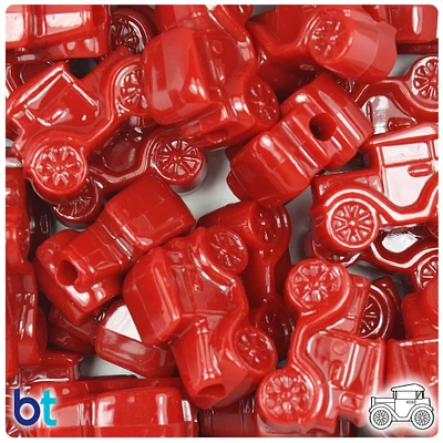 BeadTin Red Opaque 25mm Car Plastic Pony Beads (24pcs)