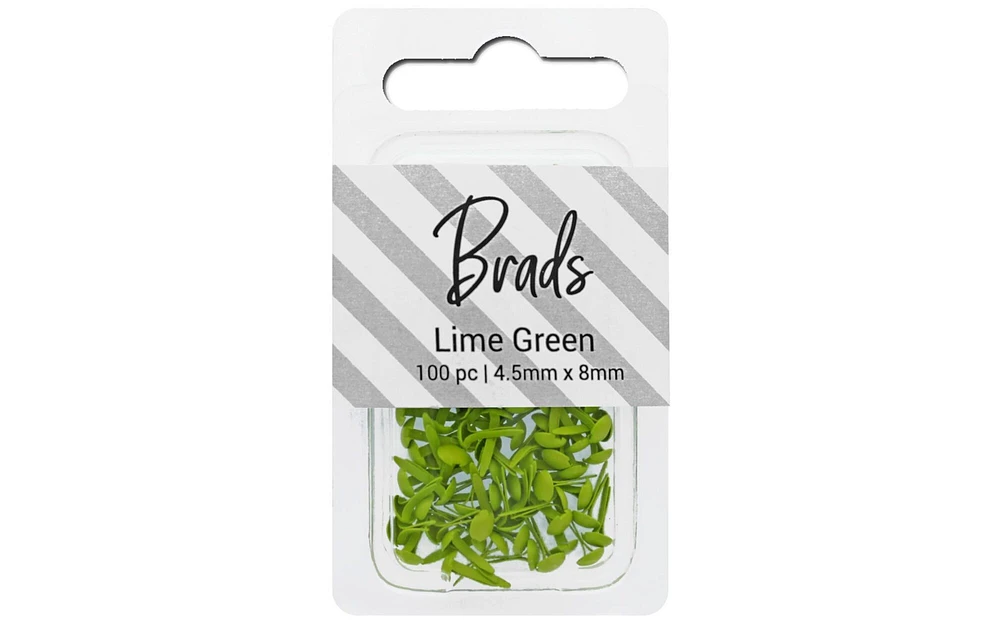 Accent Design Paper Accents Brads 4.5mm x 8mm 100pc Solid Lime Green, Brads for Paper Crafts, Brads Paper Fasteners, Metal Brads, Wire Brads, Small Brads, Lime Green Brads