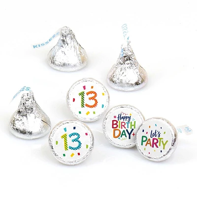 Big Dot of Happiness 13th Birthday Cheerful Happy Birthday - Thirteenth Round Candy Sticker Favors - Labels Fits Chocolate Candy (1 sheet of 108)