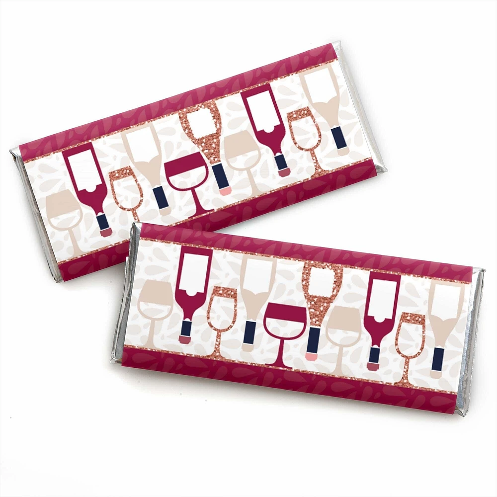 Big Dot of Happiness But First, Wine - Candy Bar Wrapper Wine Tasting Party Favors - Set of 24