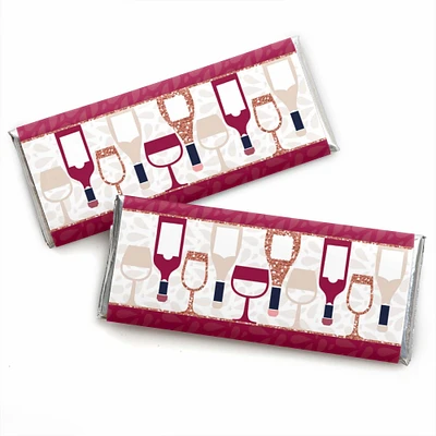 Big Dot of Happiness But First, Wine - Candy Bar Wrapper Wine Tasting Party Favors - Set of 24