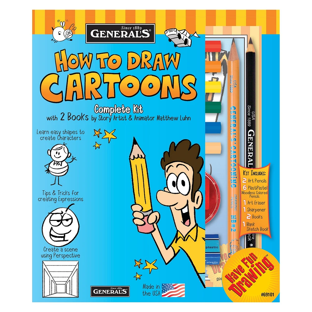 General Pencil How to Draw Cartoons Kit