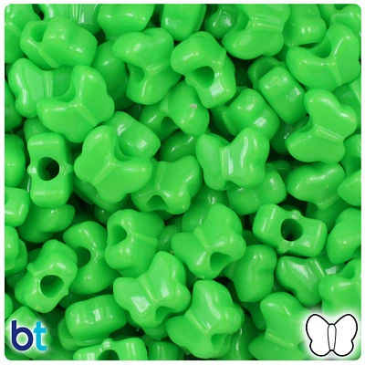 BeadTin Lime Opaque 13mm Butterfly Plastic Pony Beads (250pcs)
