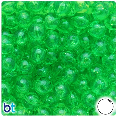 BeadTin Lime Transparent 12mm Round Plastic Craft Beads (60pcs)