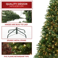 Casafield Realistic Pre-Lit Green Spruce Artificial Holiday Christmas Tree with Sturdy Metal Stand