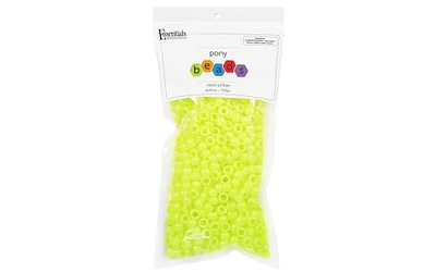 Essentials by Leisure Arts Pony Bead 6mm x 9mm Neon Opaque Plastic Pony Beads Bulk 750 pieces for Arts, Crafts, Bracelet, Necklace, Jewelry Making, Earring