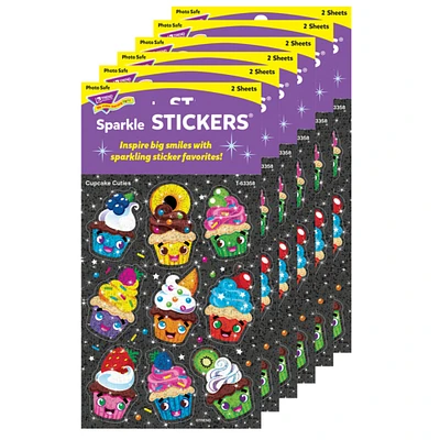 Cupcake Cuties Sparkle Stickers®, 18 Per Pack, 6 Packs