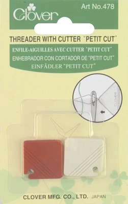 Clover Petite Needle Threader W/Cutter-2/Pkg