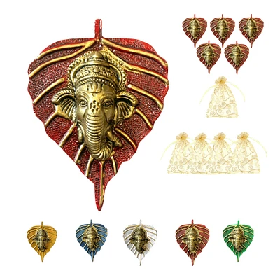 1/2/5 Bulk Pack Leaf Ganesha, Diwali Decor, Wall Hanging For Home & Office, Housewarming Gift, Pooja Favor, Indian Wedding Favor, Feng Shui, Vastu,