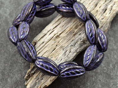 *10* 15x9mm Purple Washed Plum Luster Twisted Oval Beads