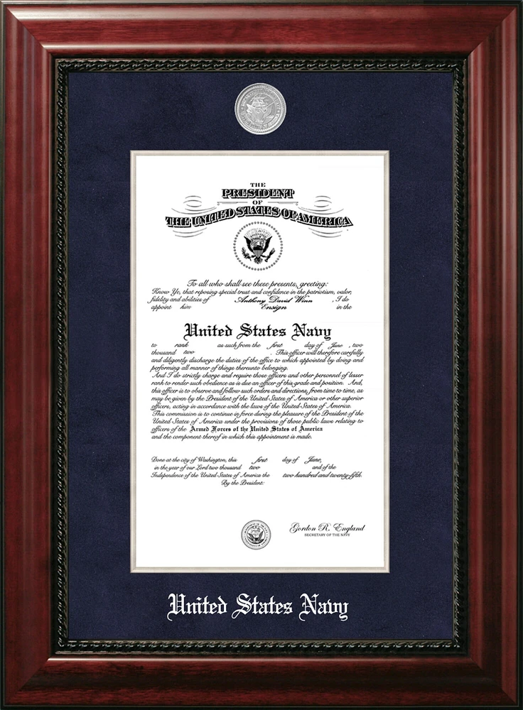 Patriot Frames Navy 10x14 Certificate Executive Frame with Silver Medallion