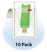 USB Flash Drive Holders - Peel & Stick Strip & Resealable Flap