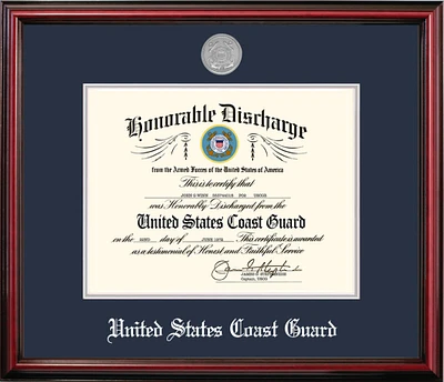 Patriot Frames Coast Guard 8.5x11 Discharge Petite Frame with Silver Medallion