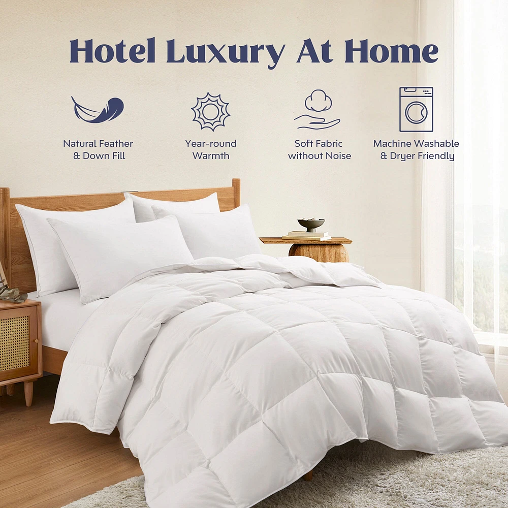 PUREDOWN All Seasons White Down Fiber Comforter