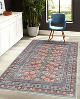 Ambesonne Folk Art Decorative Rug, Bohemian Themed Peachy Ethnic Flowers and Traditional Botanical Details, Quality Carpet for Bedroom Dorm and Living Room