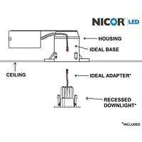 NICOR 2 in. Square LED Downlight with Baffle Trim in Black, 3000K