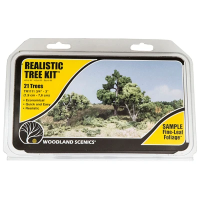Woodland Scenics Realistic Tree Kit, 3/4" - 3", Medium Green Deciduous Trees