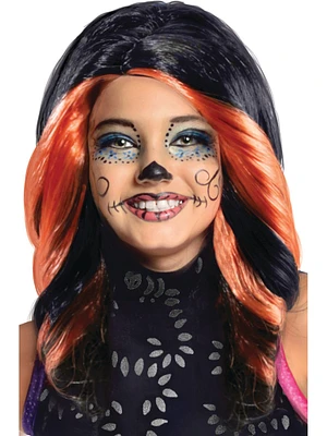 Child Girls Monster High Skelita Calaveras Black Orange Costume Wig