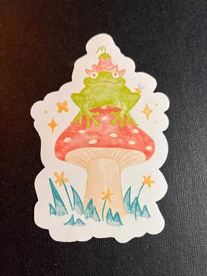 Cute Frog on a Mushroom Sticker