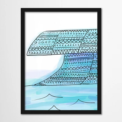 Tribal Blue Wave Boho Art by Jetty Printables  Framed Print - Americanflat