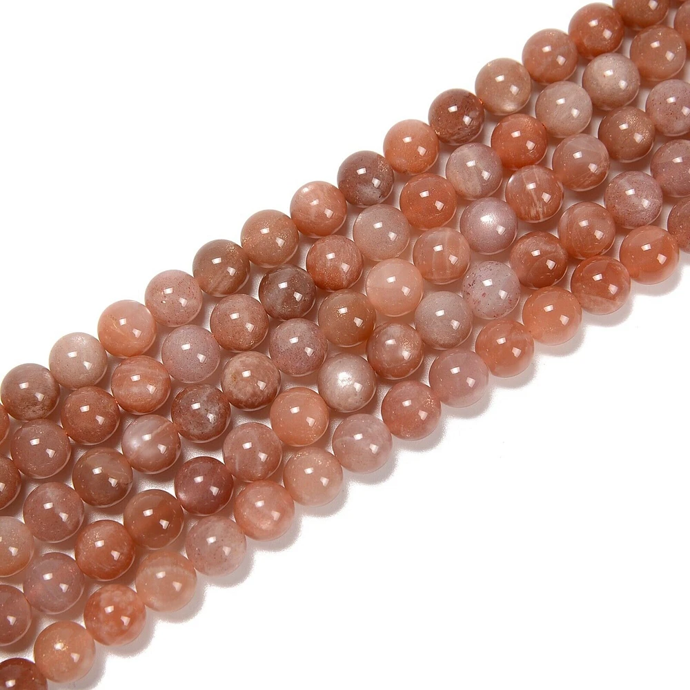 High Grade Peach Moonstone Smooth Round Beads.