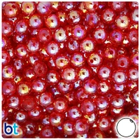 BeadTin Red Transparent AB 8mm Round Plastic Craft Beads (150pcs)