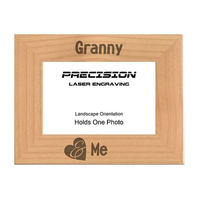 Grandma Picture Frame Granny and Me Heart Engraved Natural Wood Picture Frame (WF-198) Mothers Day