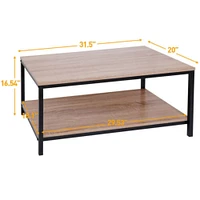 Retro Style Wooden Coffee Table with Storage Drawer and Metal Feet