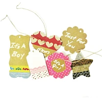 Wrapables 50 Gift Tags/Kraft Hang Tags with Free Cut Strings for Gifts, Crafts & Price Tags, Large Scalloped Edge, Orange