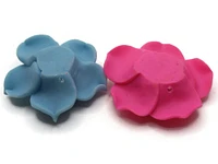 2 2 Inch Pink and Blue Flower Polymer Clay Beads