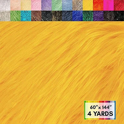 FabricLA Shaggy Faux Fur by The Yard | 144" x 60" | Craft & Hobby Supply for DIY Coats, Home Decor, Apparel, Vests, Jackets, Rugs, Throw Blankets, Pillows | Golden Yellow, 4 Yards