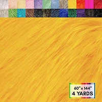 FabricLA Shaggy Faux Fur by The Yard | 144" x 60" | Craft & Hobby Supply for DIY Coats, Home Decor, Apparel, Vests, Jackets, Rugs, Throw Blankets, Pillows | Golden Yellow, 4 Yards