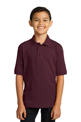 Beautiful Youth Core Blend Jersey Knit Polo T-shirt, Soft Blend Youth Polo T-shirt | Crafted from a 5.5-ounce blend of 50/50 cotton and polyester | Embrace the perfect blend of comfort, durability