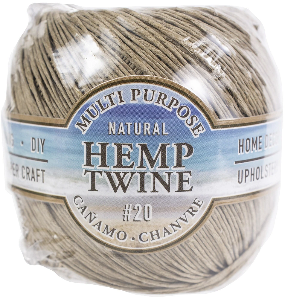 Hemptique Hemp Twine Ball 20Lb 400'-1Mm, Natural