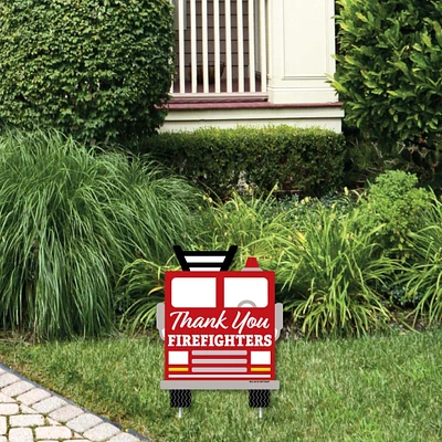 Big Dot of Happiness Thank You Firefighters - Outdoor Lawn Sign - First Responders Appreciation Yard Sign - 1 Piece