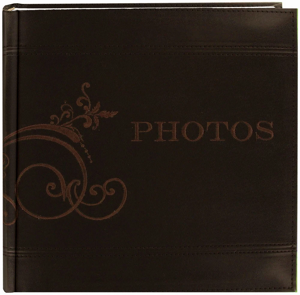 Pioneer Embroidered Scroll Leatherette Photo Album 8"X8"  -Brown