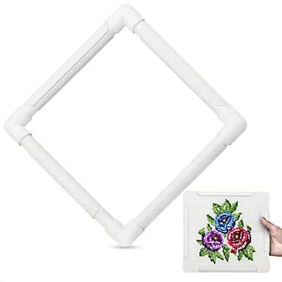 11 Inch Plastic Embroidery Hoop - White Plastic Sewing Hoops Hand Embroidery Hoops Embroidery Snap Frame - Snap Needlework Frame Cross Stitch Frame Square Embroidery Hoop for Cross Stitching, Quilting