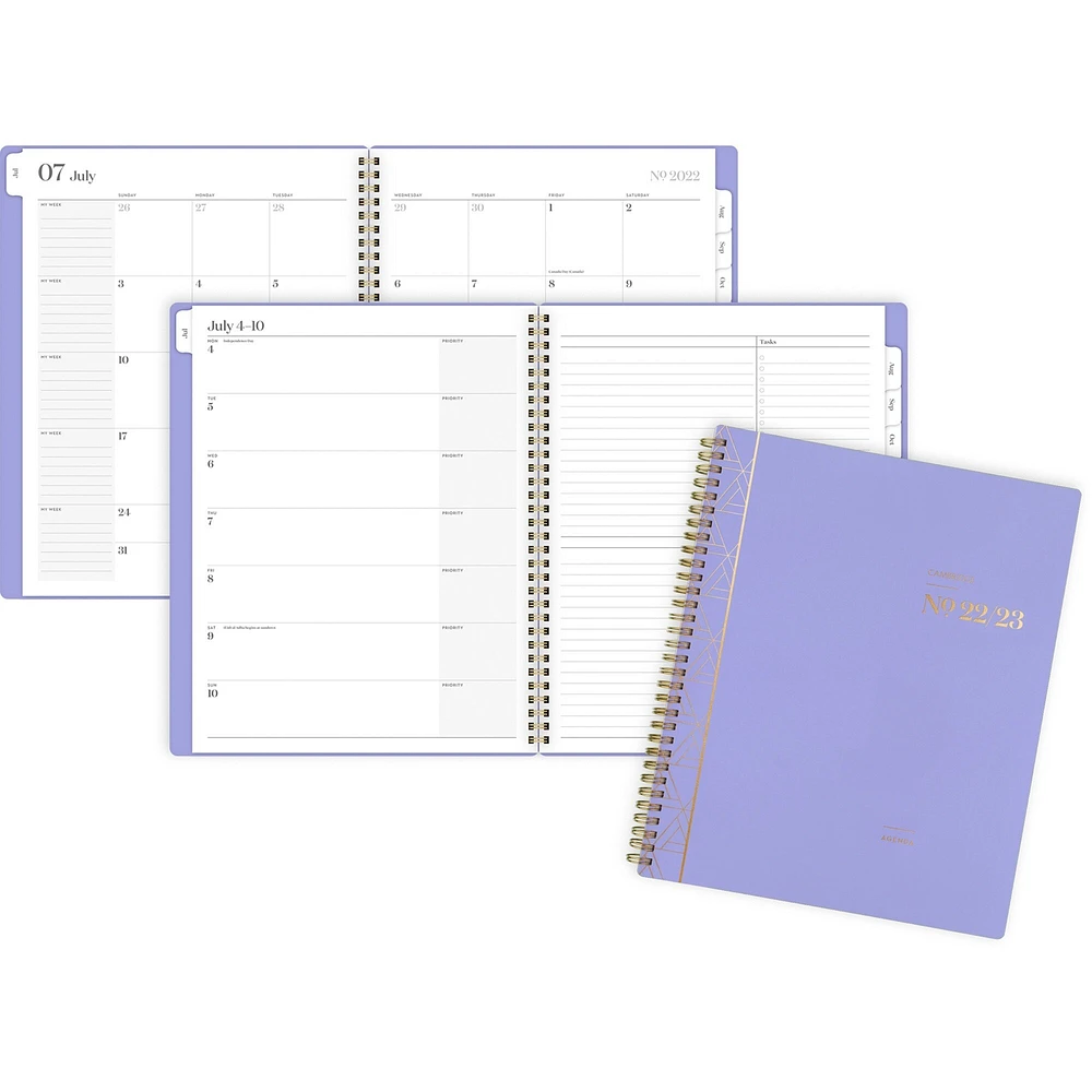 Cambridge WorkStyle Focus Planner - Large Size - Academic - Weekly, Monthly - 12 Month - July till June