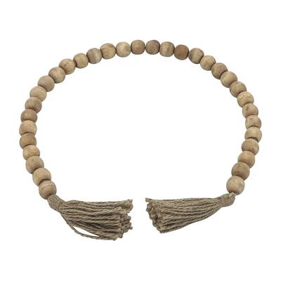 Kingston Living Sphere Beads Wooden Garland with Tassel Ends - 24" - Brown