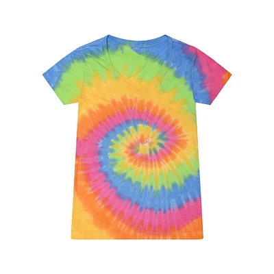 Best V-Neck T-Shirts For Women's, Tie-Dyed Short Sleeve Tees | Crafted from 4 oz./yd², 60/40 ringspun cotton/polyester | Explore our Chic Collection of Short Sleeve Girl's T-Shirts for Trendsetting Comfort and Unmatched Cuteness | RADYAN®